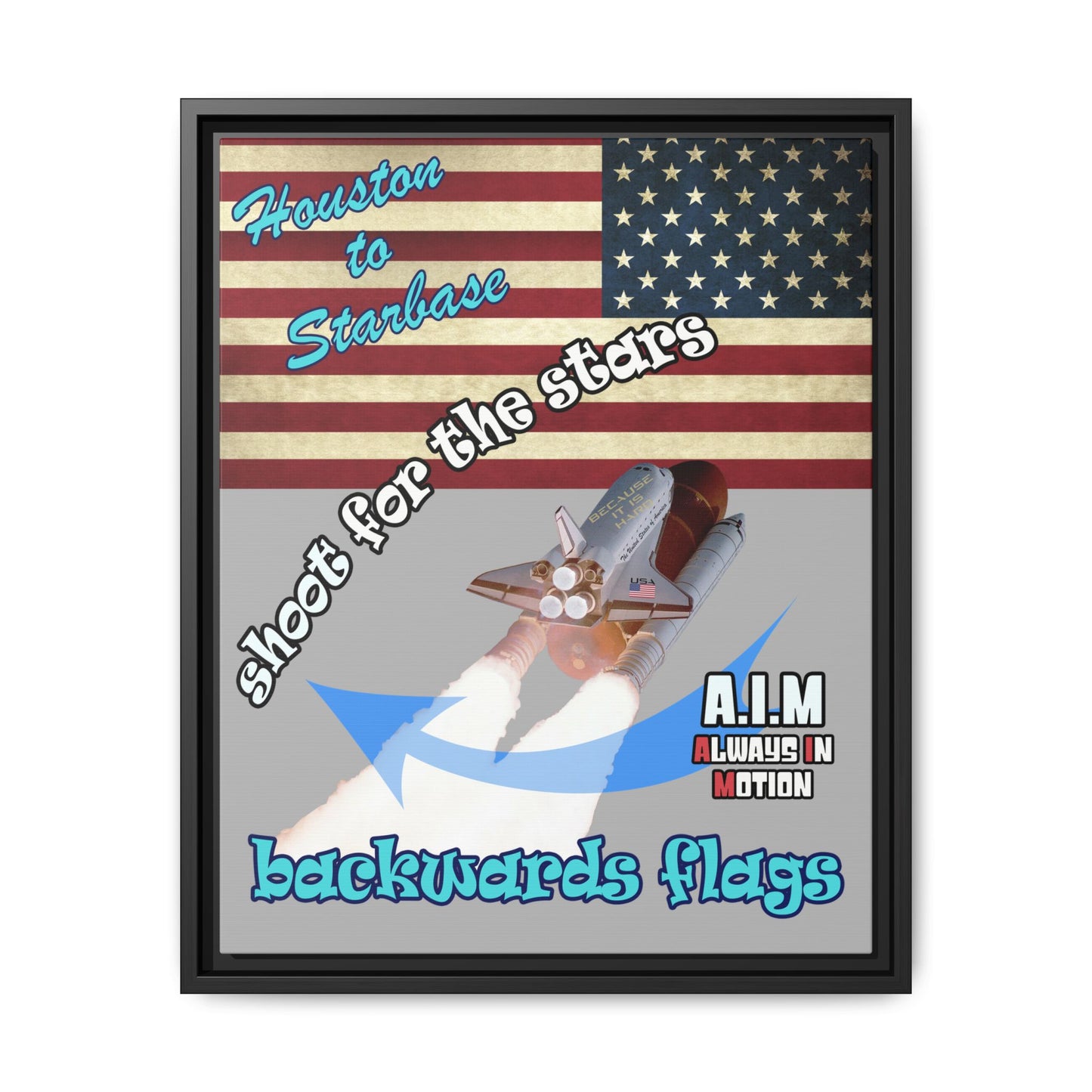 shoot for the stars - framed canvas art (light grey)