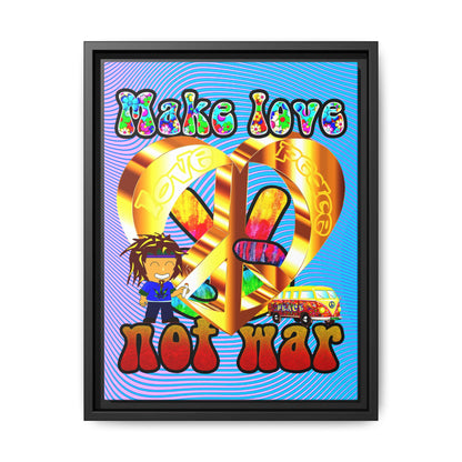 love peace - framed canvas art (light blue-purple wave)