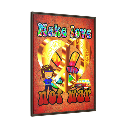 love peace - framed canvas art (burnt orange)