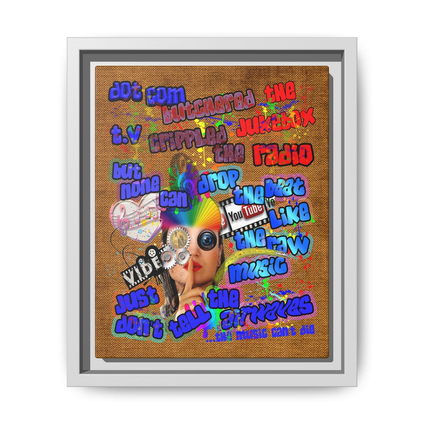 drop the beat - framed canvas art (brown papyrus)