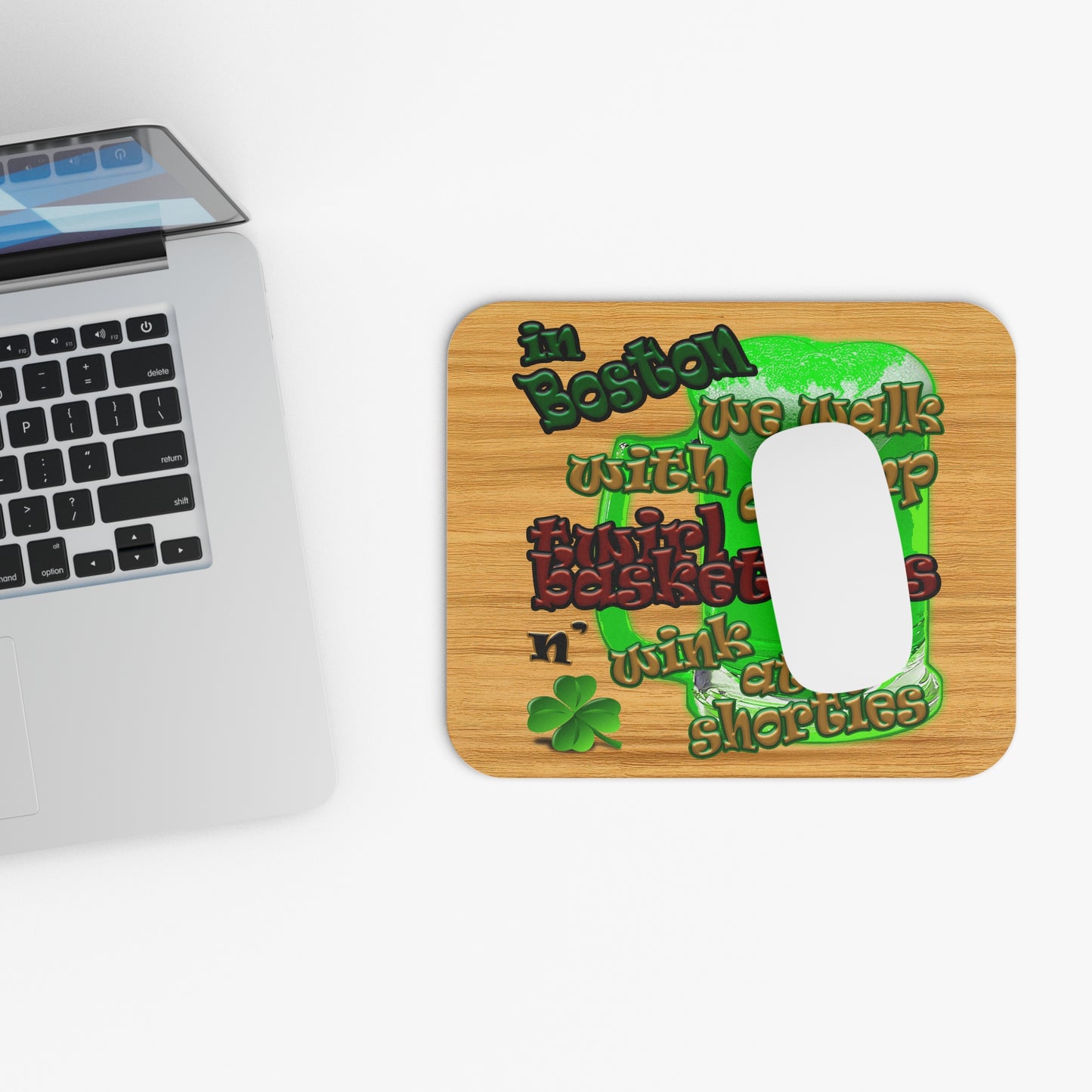 celtics logo - Mouse Pad (Rectangle) (butterscotch wood finish)