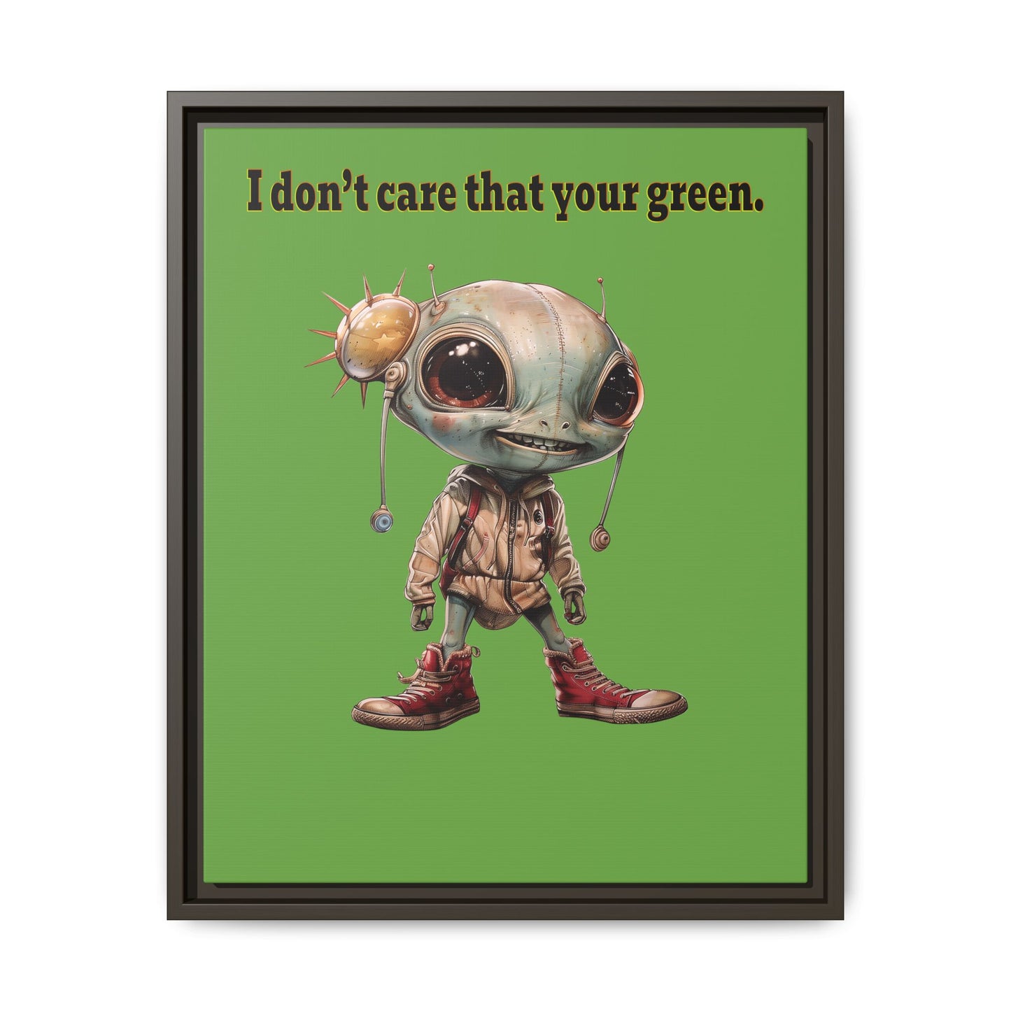 I don't care that your green - framed canvas art (green)