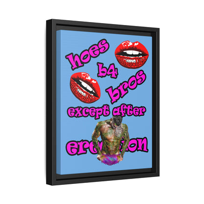 hoes b4 bros - framed canvas art (light blue)