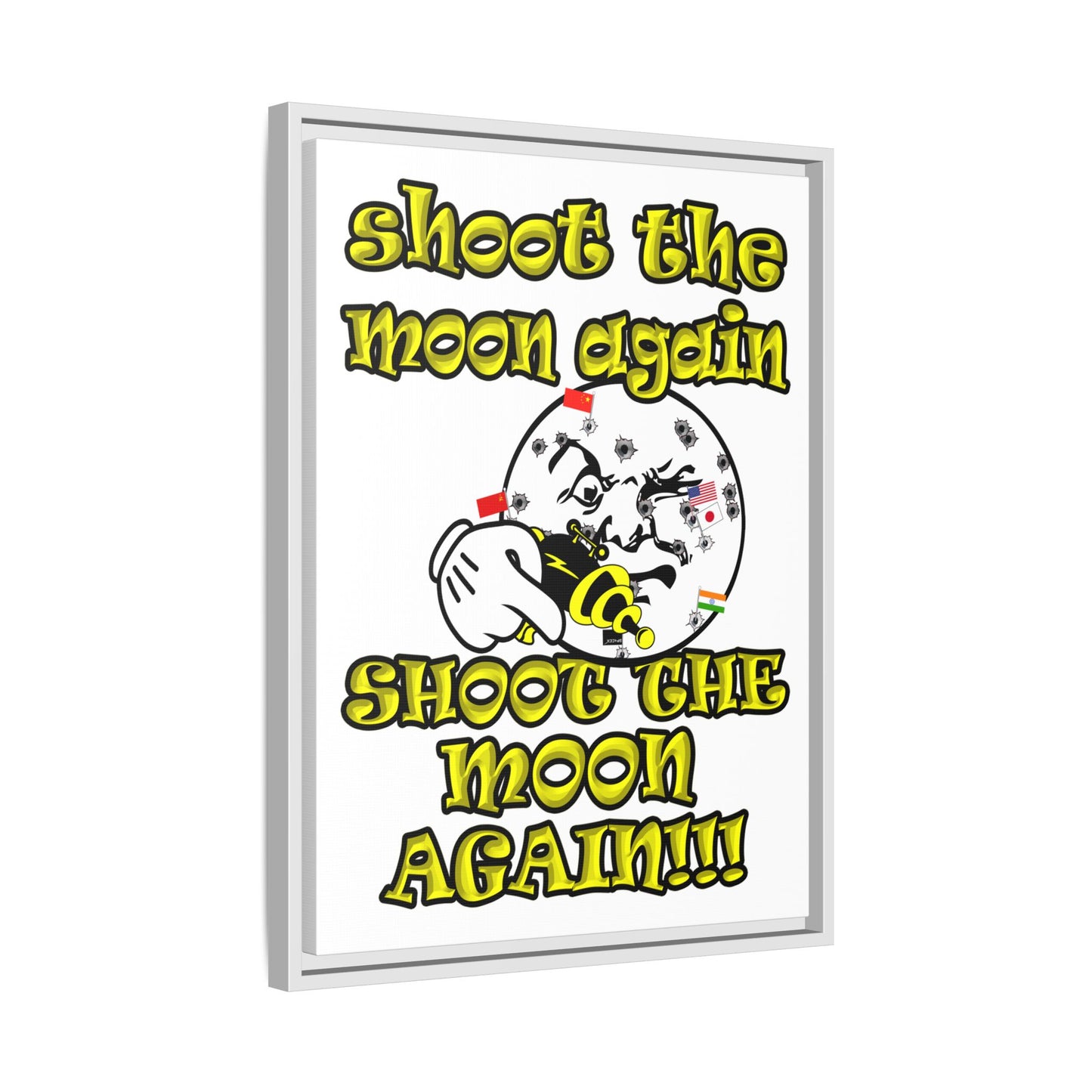 shoot the moon again - framed canvas art (white)