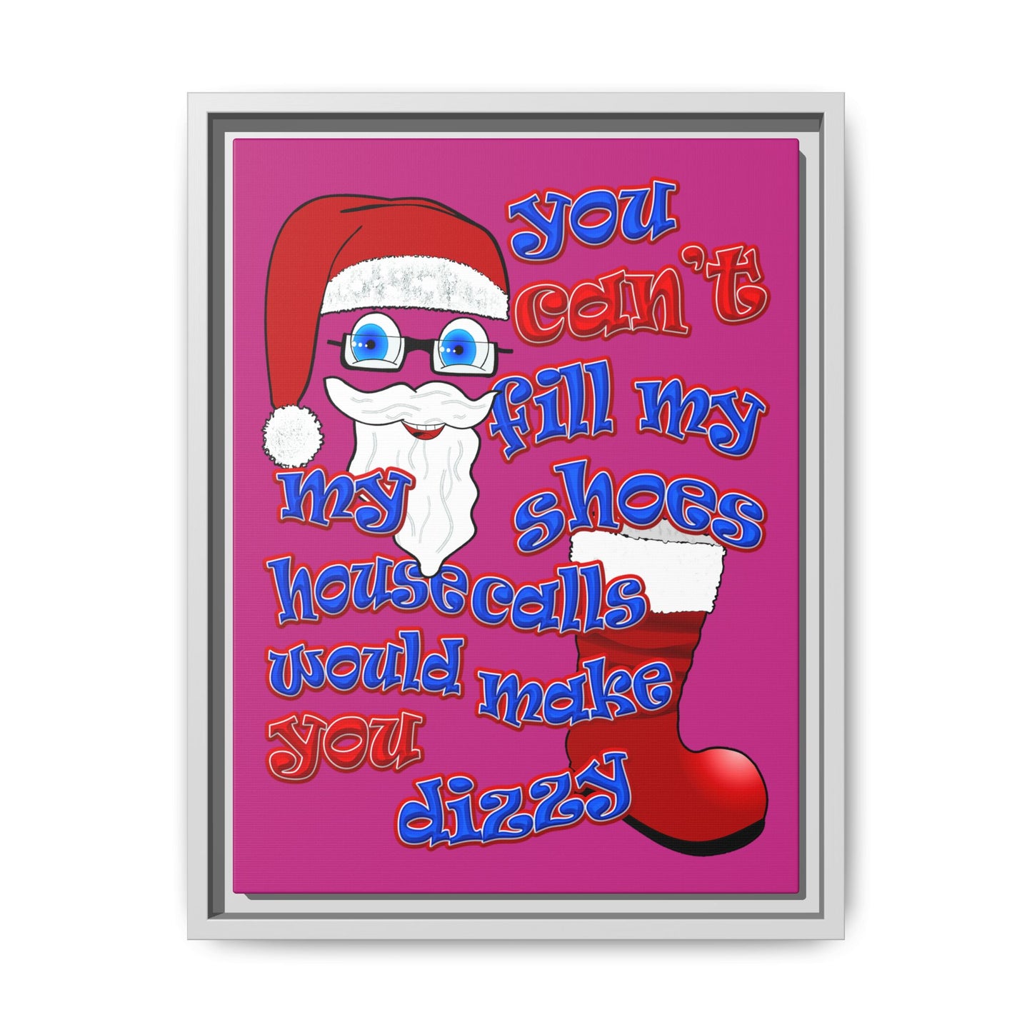 santa's shoes - framed canvas art (pink)