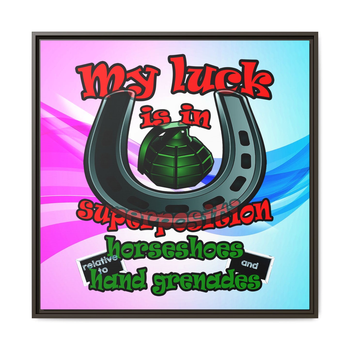 my luck - framed canvas art (light blue-pink wave)