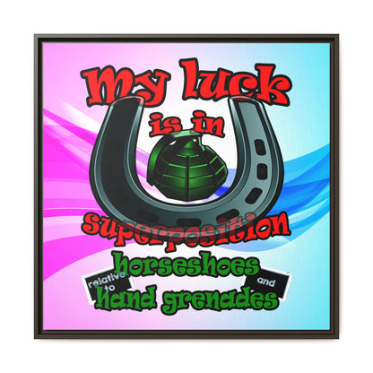 my luck - framed canvas art (light blue-pink wave)