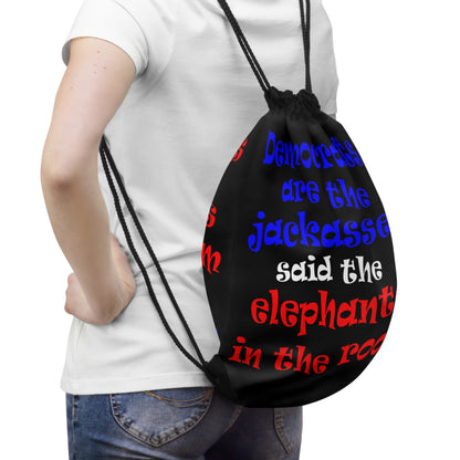 donkeys and elephants - Drawstring Bag (black)