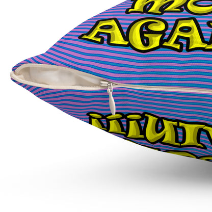 shoot the moon again - Spun Polyester Square Pillow - (light blue-purple wave)