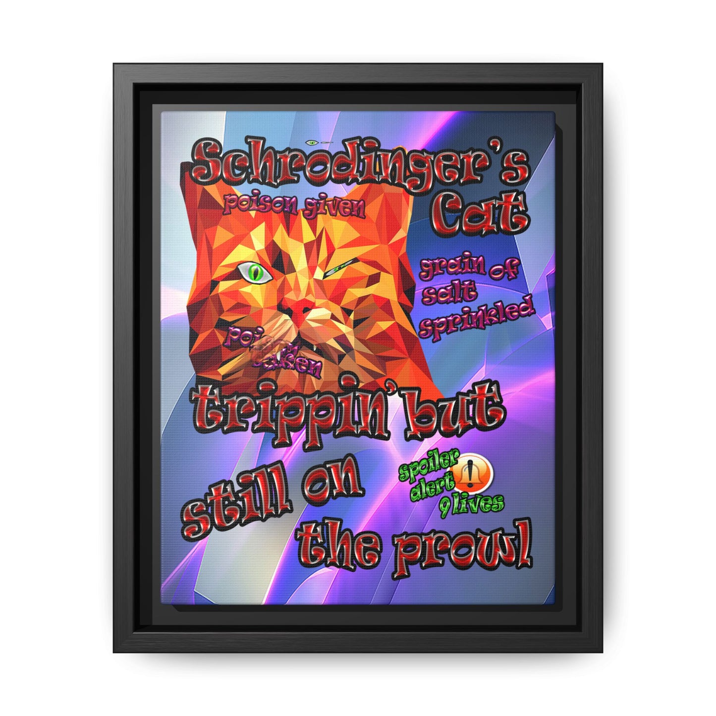 schrodinger's cat - framed canvas art (grey-pink wave)