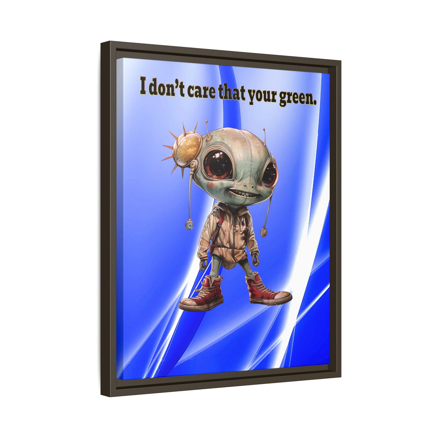 I don't care that your green - framed canvas art (blue-white wave)