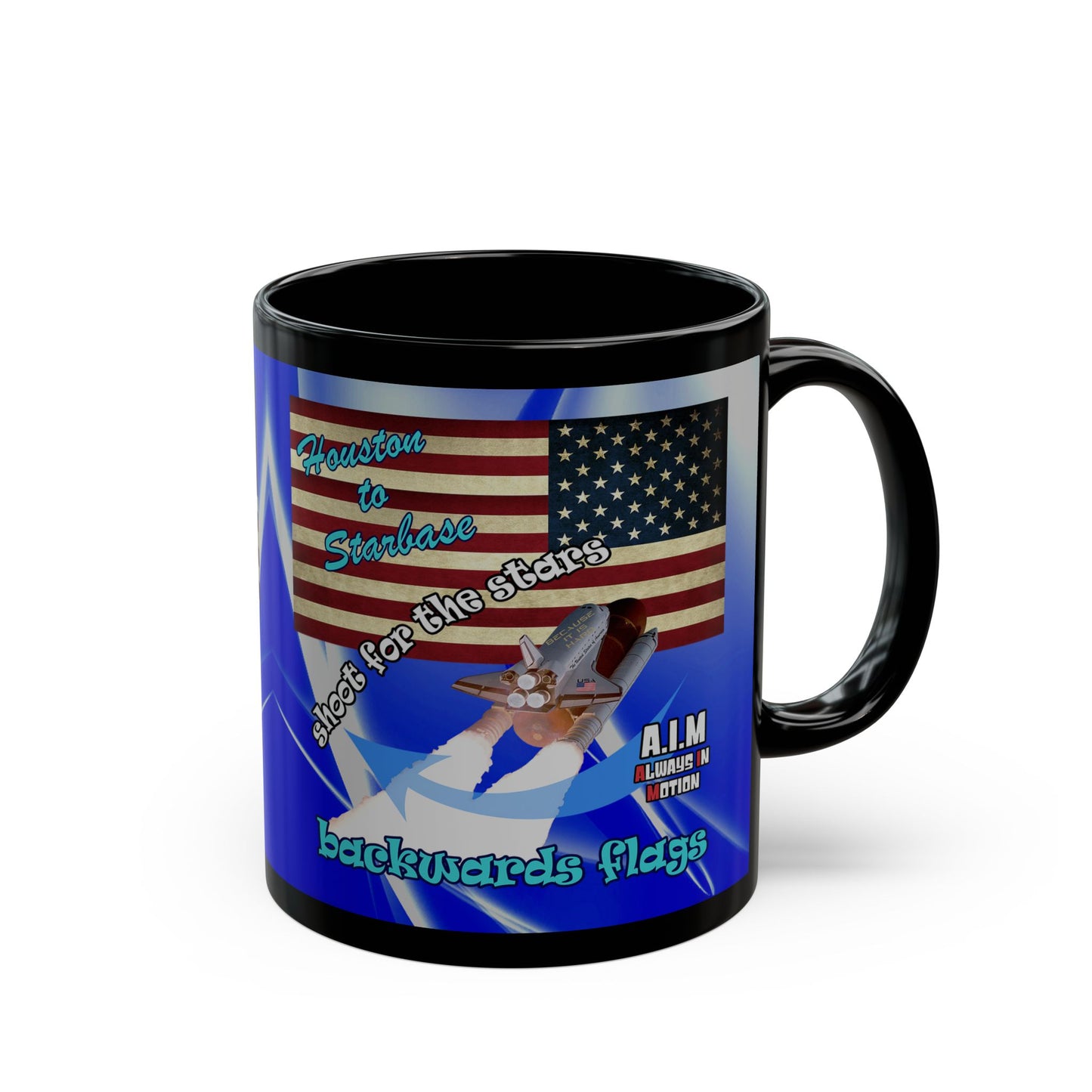 shoot for the stars - Black Mug (blue-white wave)