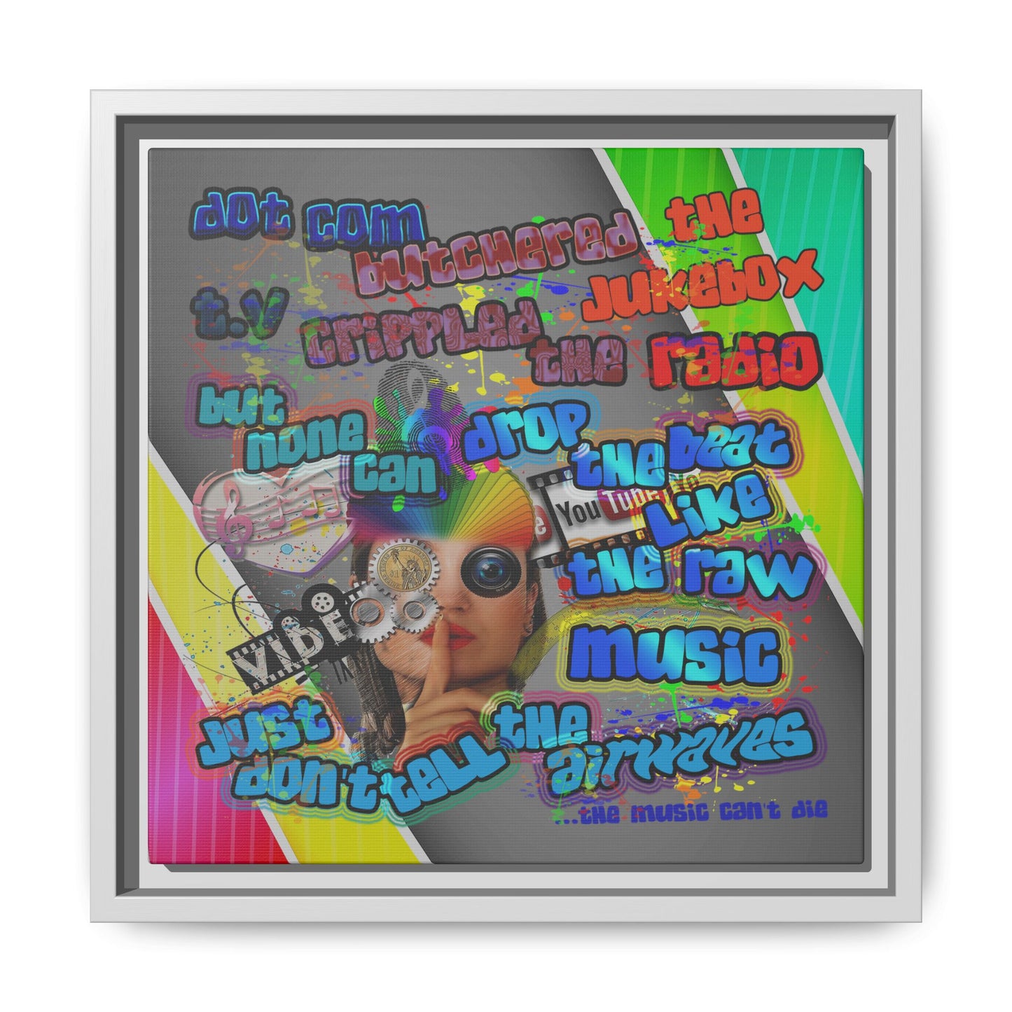 drop the beat - framed canvas art (rainbow split)