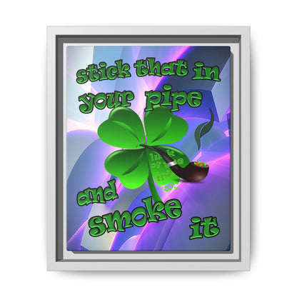 stick that in your pipe and smoke it - framed canvas art (grey-pink wave)