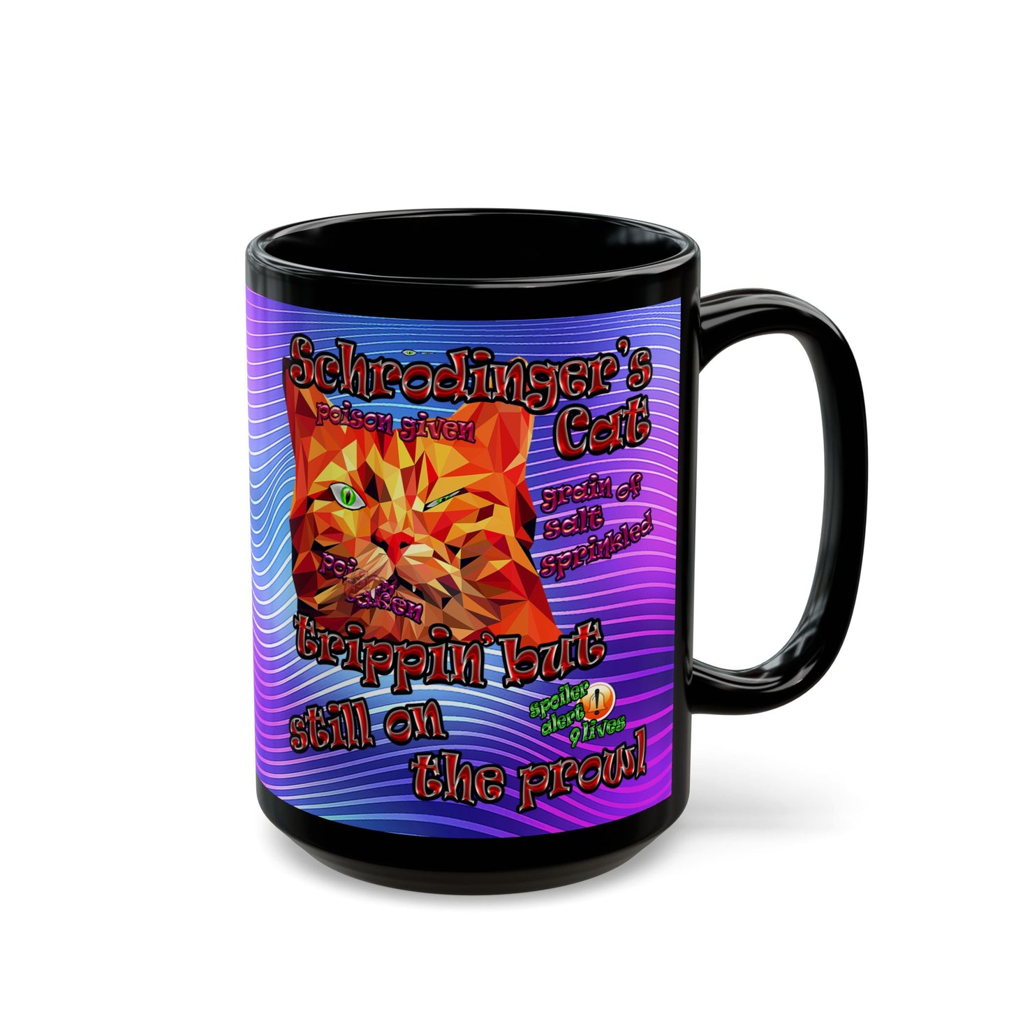 schrodinger's cat - Black Mug (purple wave)