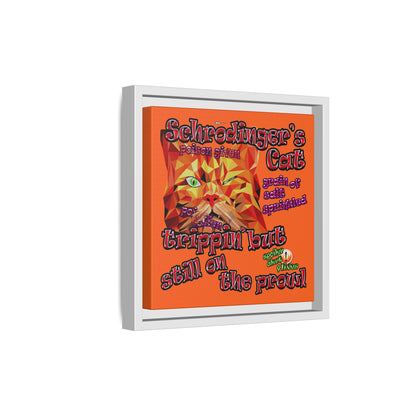 schrodinger's cat - framed canvas art (orange)