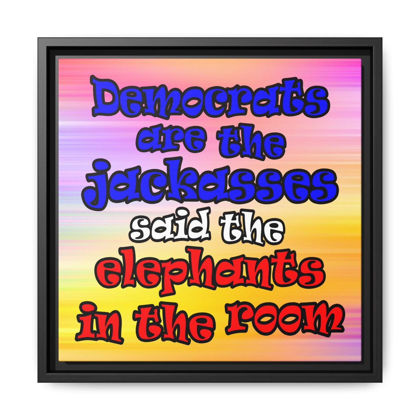 donkeys and elephants - framed canvas art (color blur)