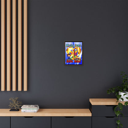 love peace - framed canvas art (blue-white wave)