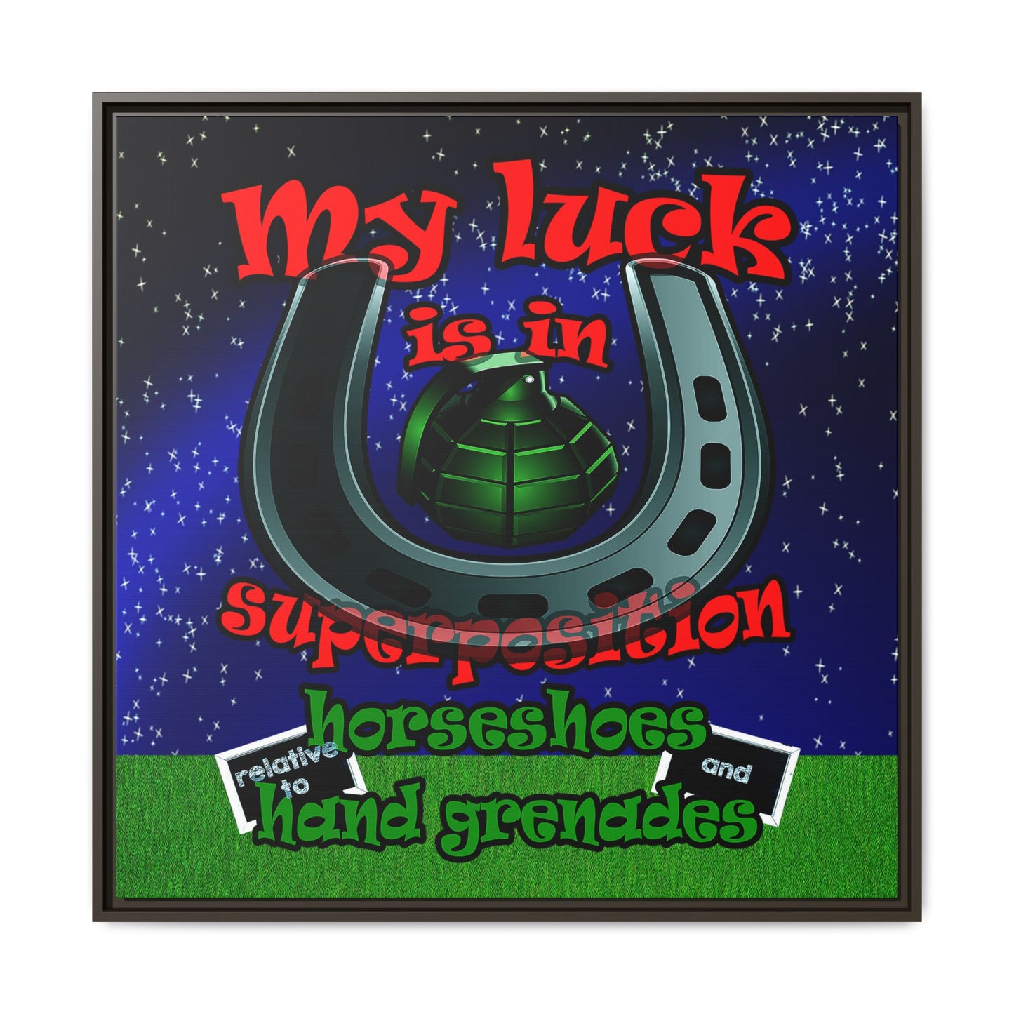 my luck - framed canvas art ('snoops' background)