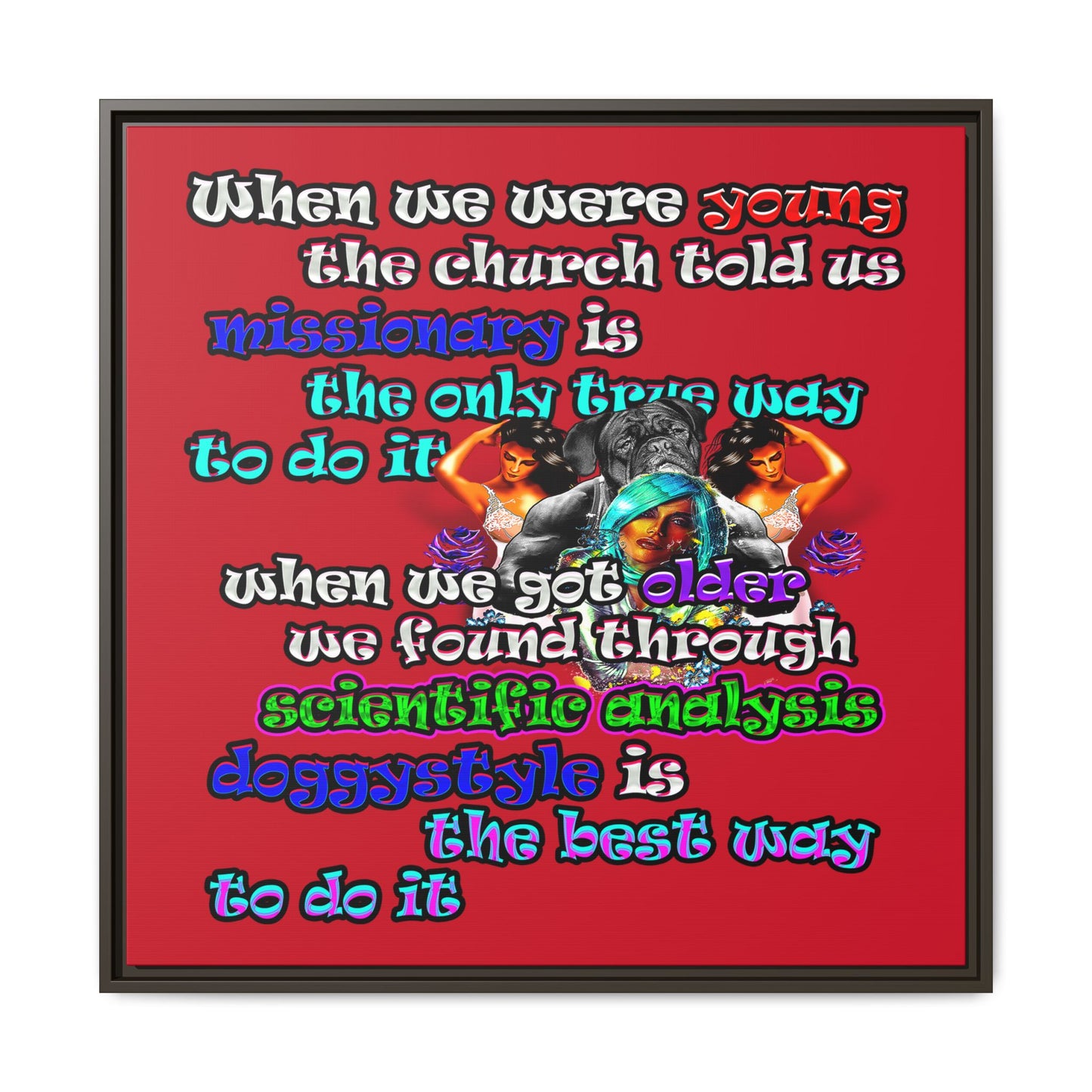 doggystyle - framed canvas art (dark red)