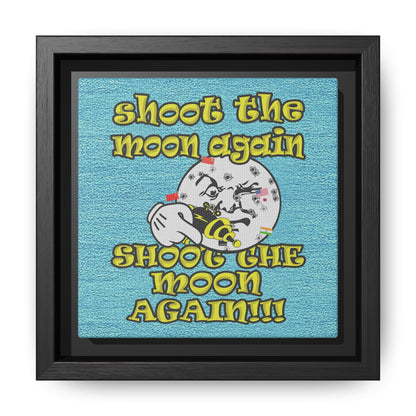 shoot the moon again - framed canvas art (faded blue)