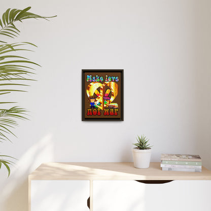 love peace - framed canvas art (brown)