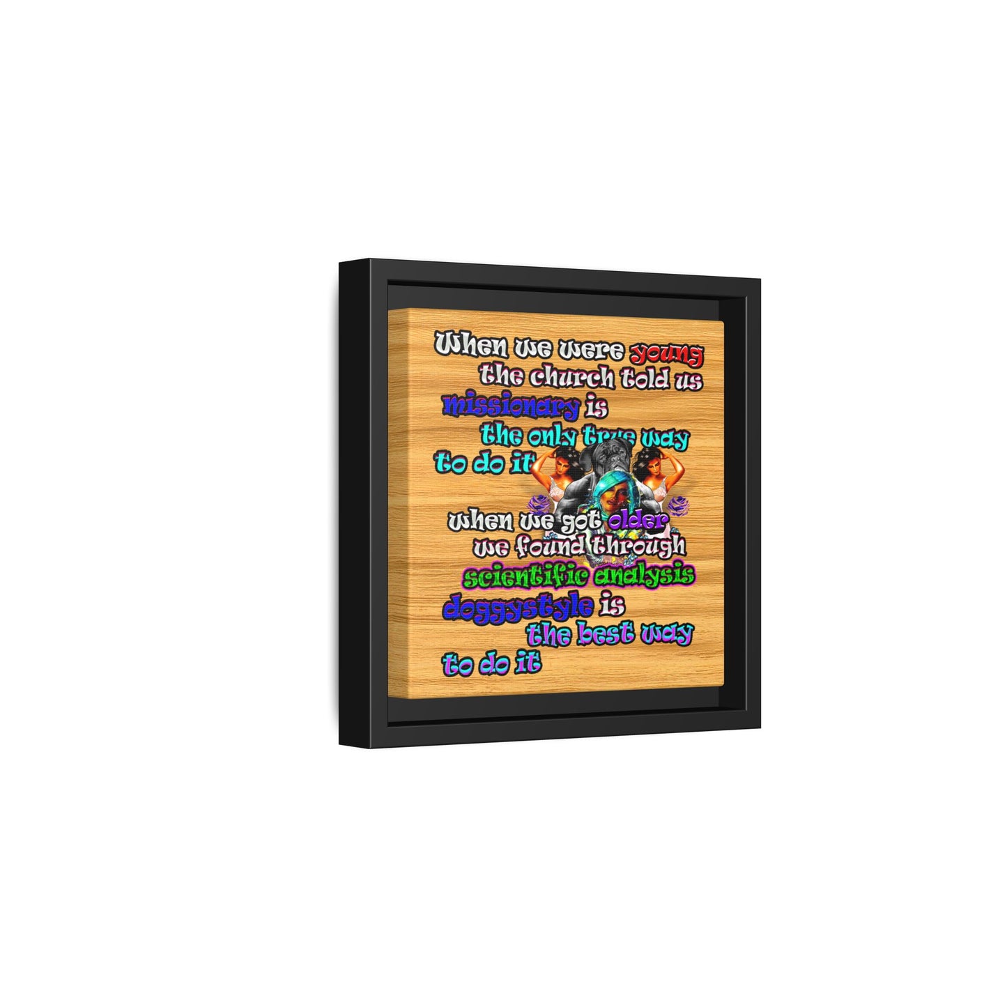 doggystyle - framed canvas art (butterscotch wood finish)