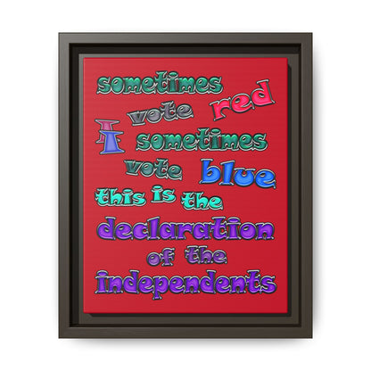 declaration of the independents - framed canvas art (dark red)