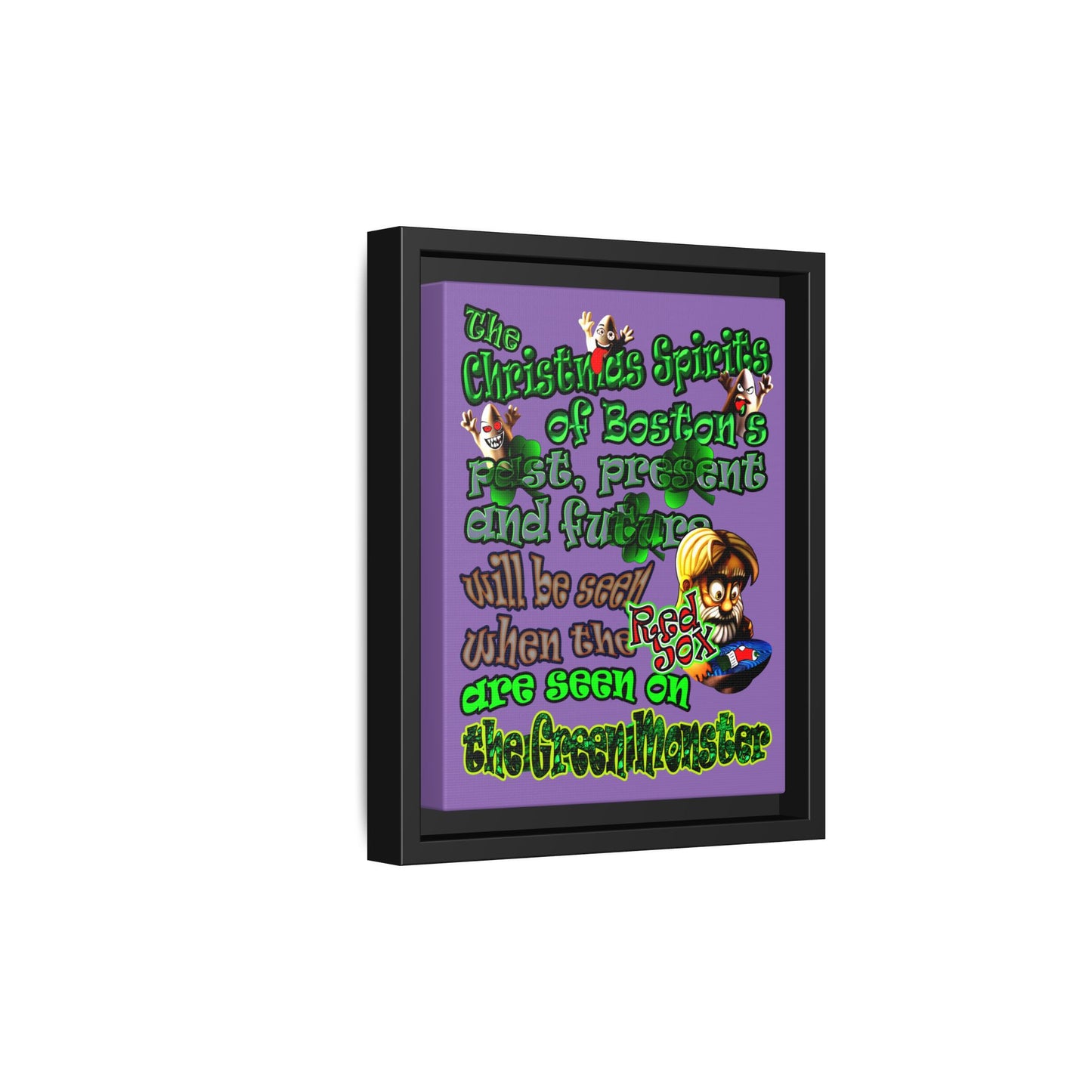 christmas spirits of boston - framed canvas art (light purple)