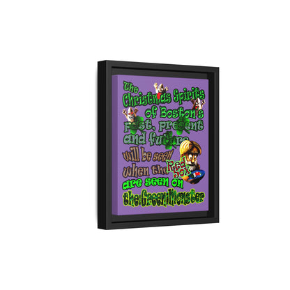 christmas spirits of boston - framed canvas art (light purple)