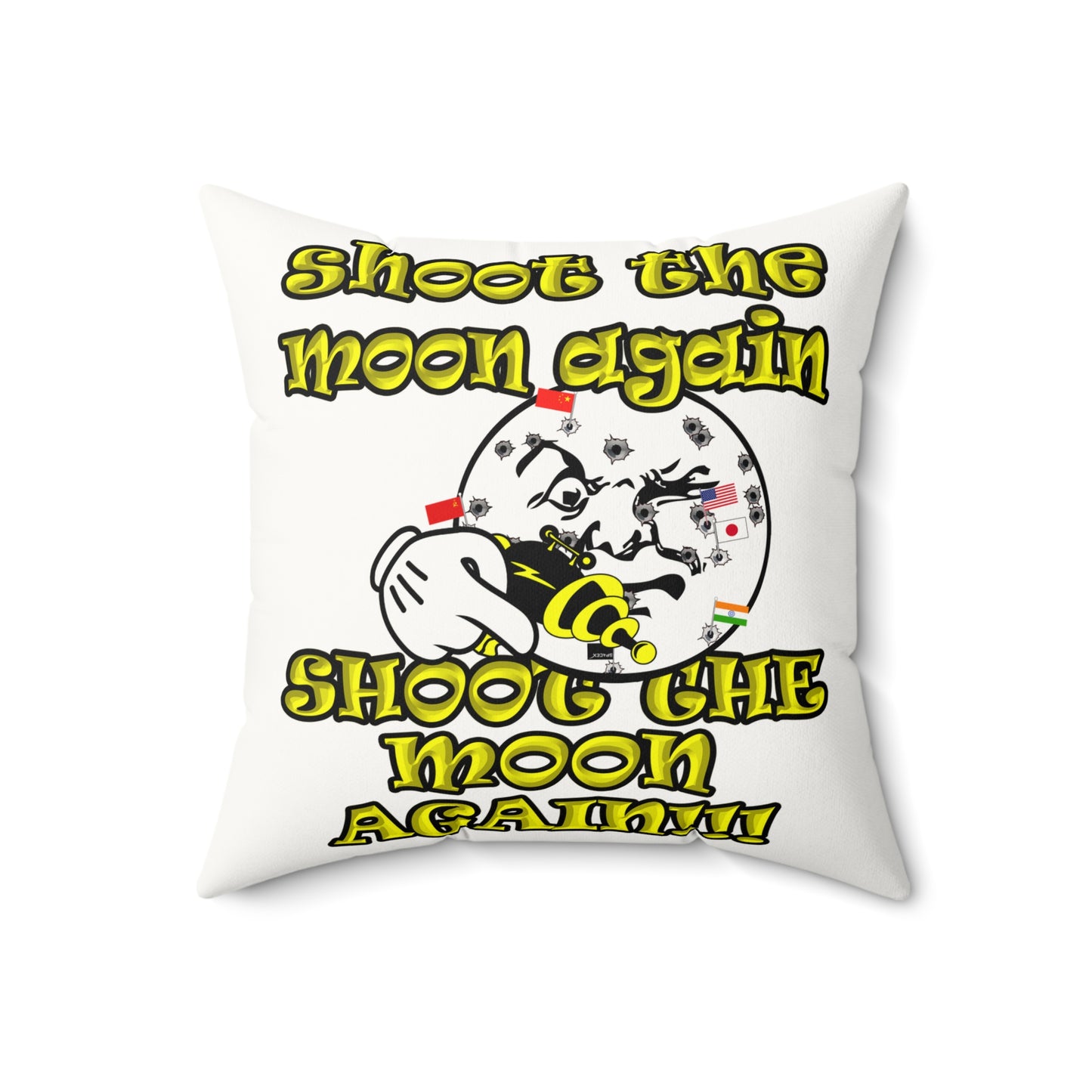 shoot the moon again - Faux Suede Square Pillow - (white)