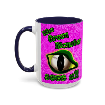 green monster - Accent Mug (pink swirl)