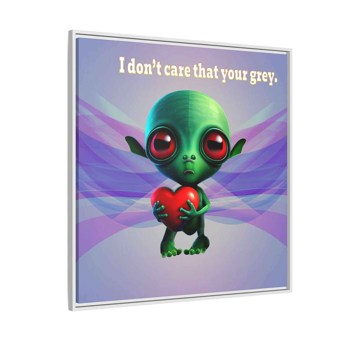 I don't care that your grey - framed canvas art (light blue-pink wave)