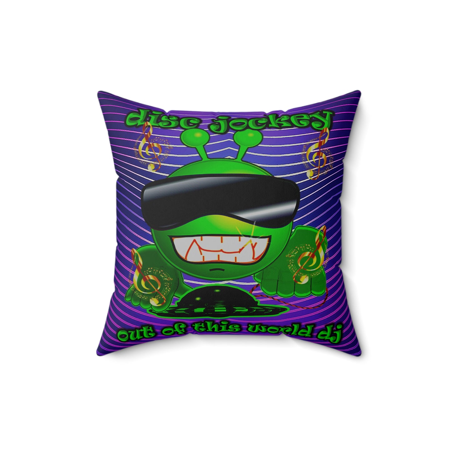 disc jockey - Spun Polyester Square Pillow - (purple wave)