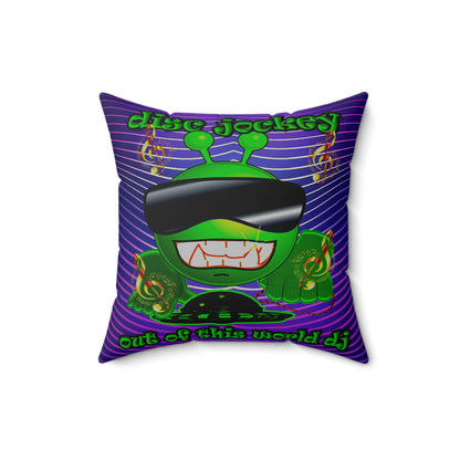 disc jockey - Spun Polyester Square Pillow - (purple wave)