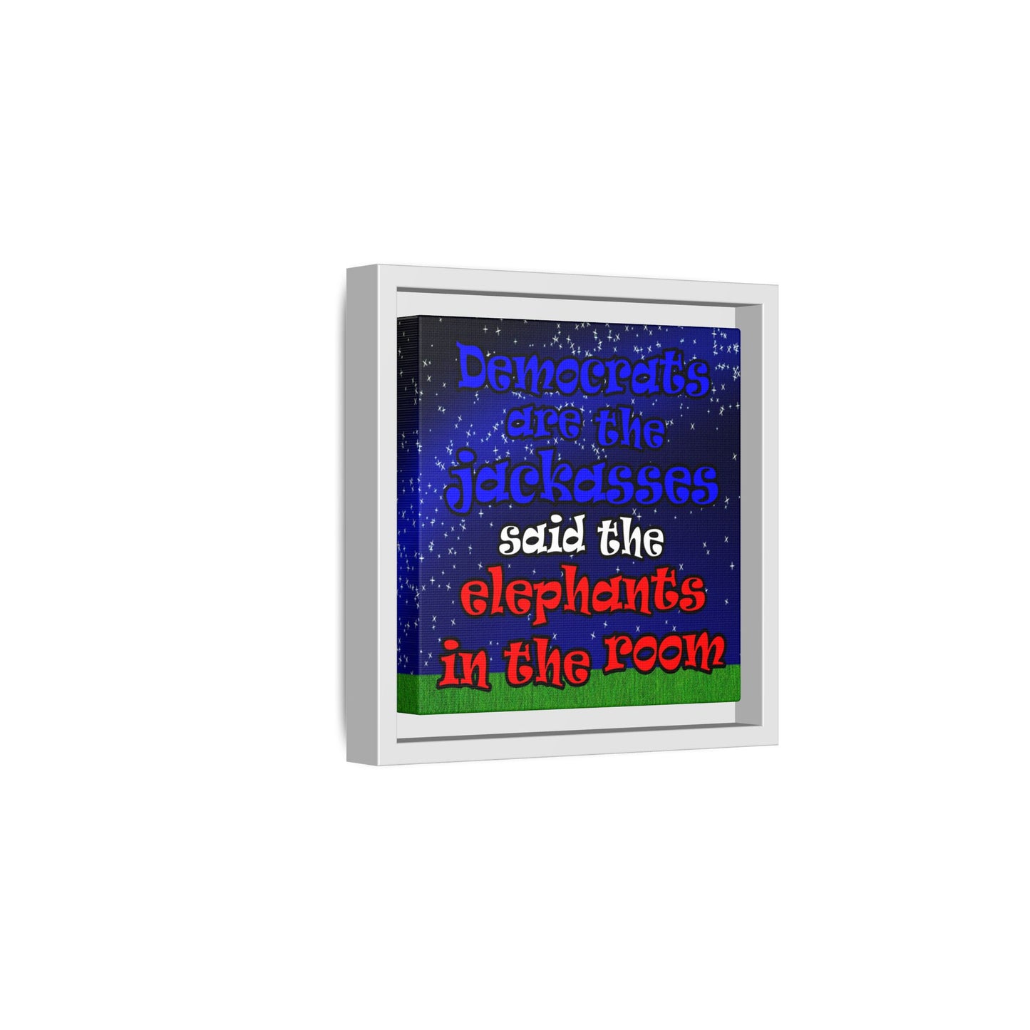 donkeys and elephants - framed canvas art ('snoops' background)