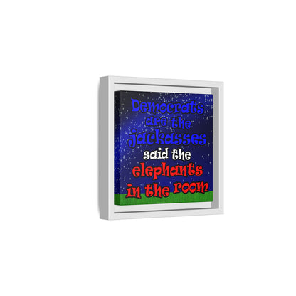 donkeys and elephants - framed canvas art ('snoops' background)