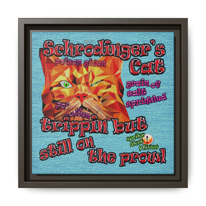 schrodinger's cat - framed canvas art (faded blue)
