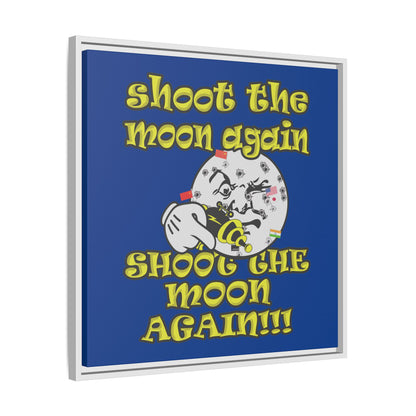 shoot the moon again - framed canvas art (dark blue)