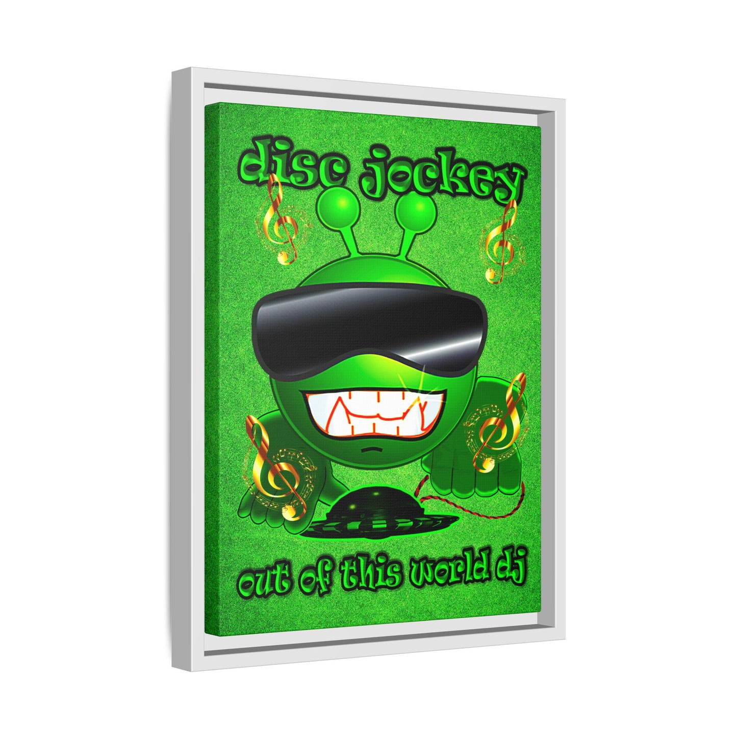 disc jockey - framed canvas art (green turf)