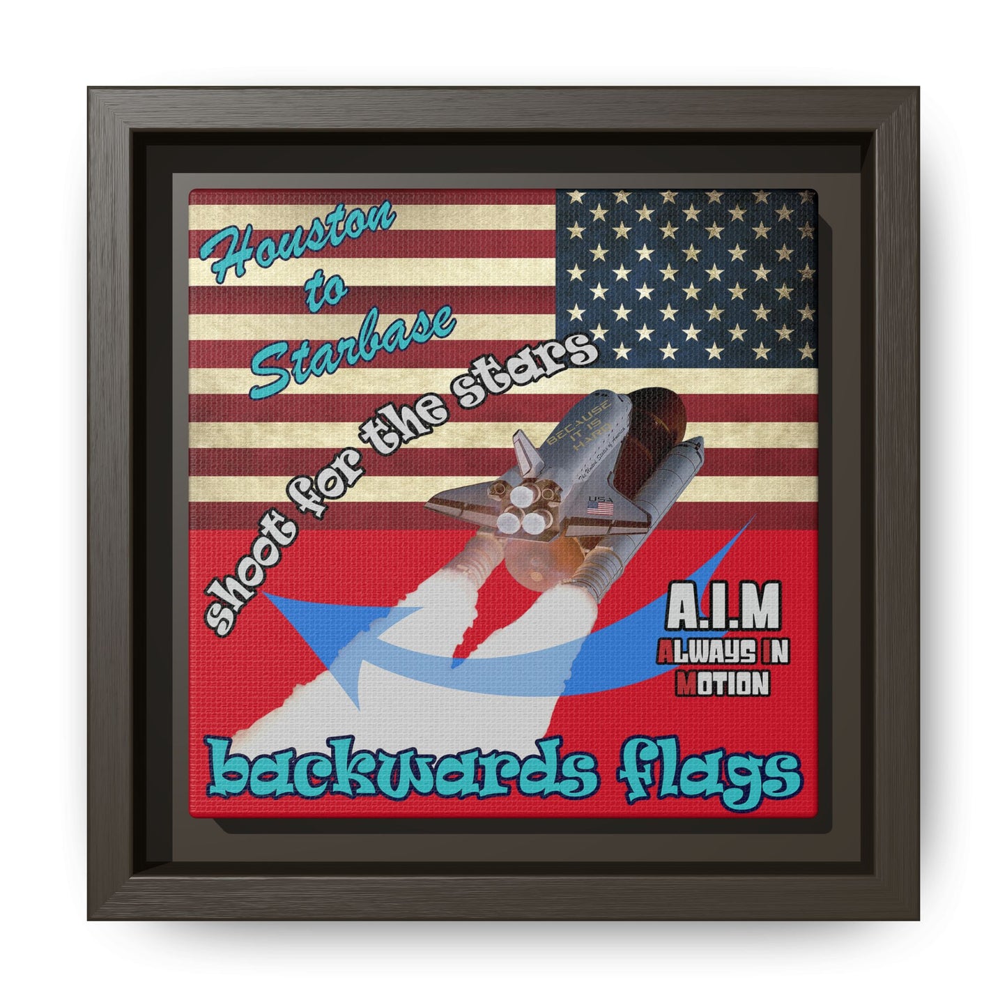 shoot for the stars - framed canvas art (dark red)