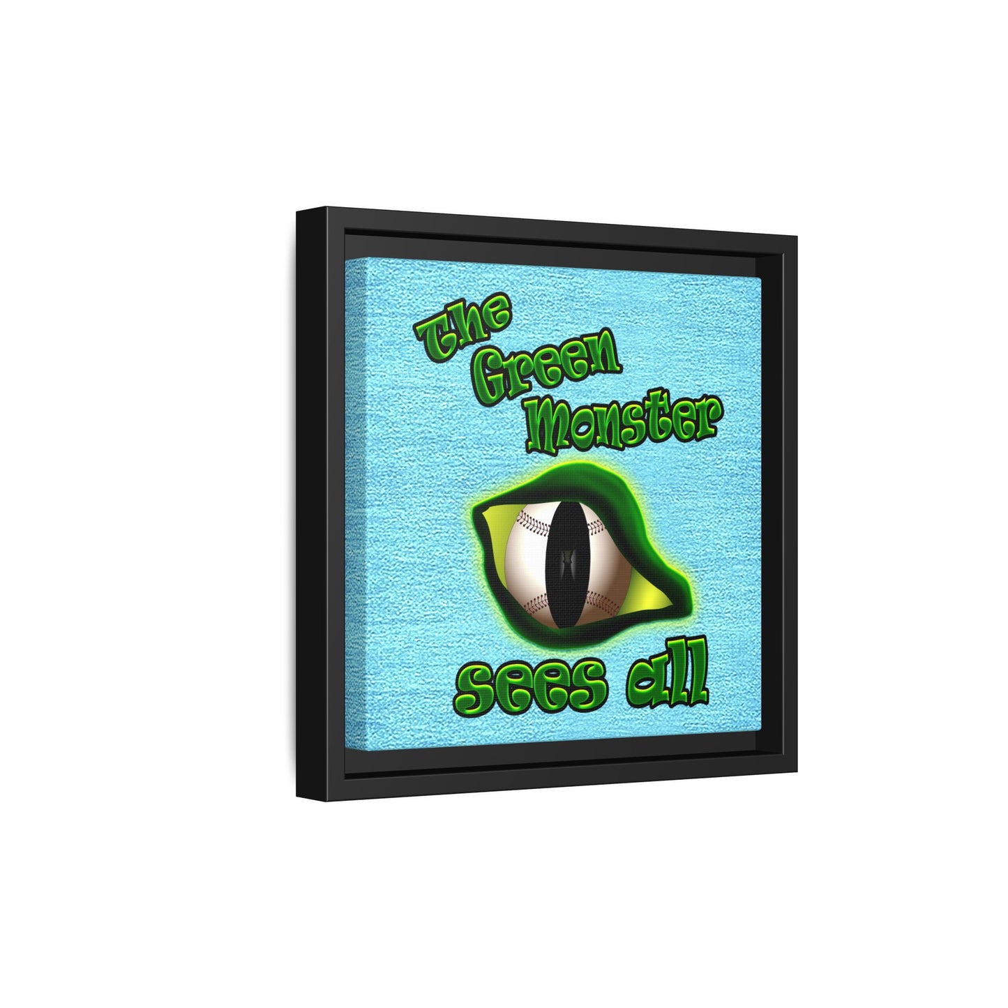 green monster - framed canvas art (faded blue)