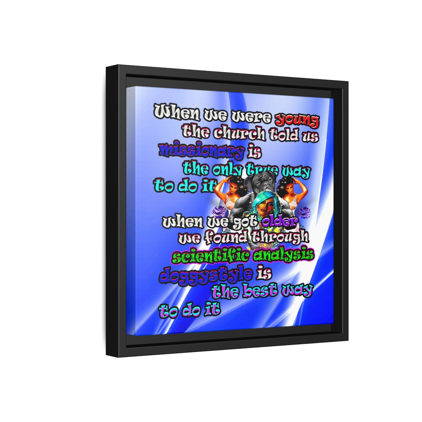doggystyle - framed canvas art (blue-white wave)