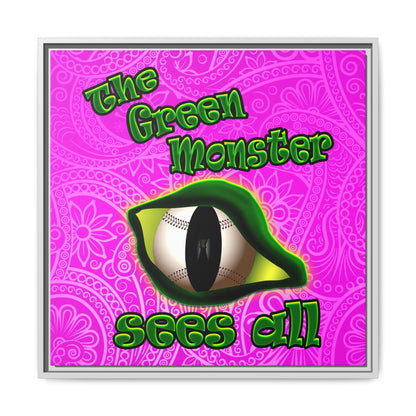 green monster - framed canvas art (pink swirl)