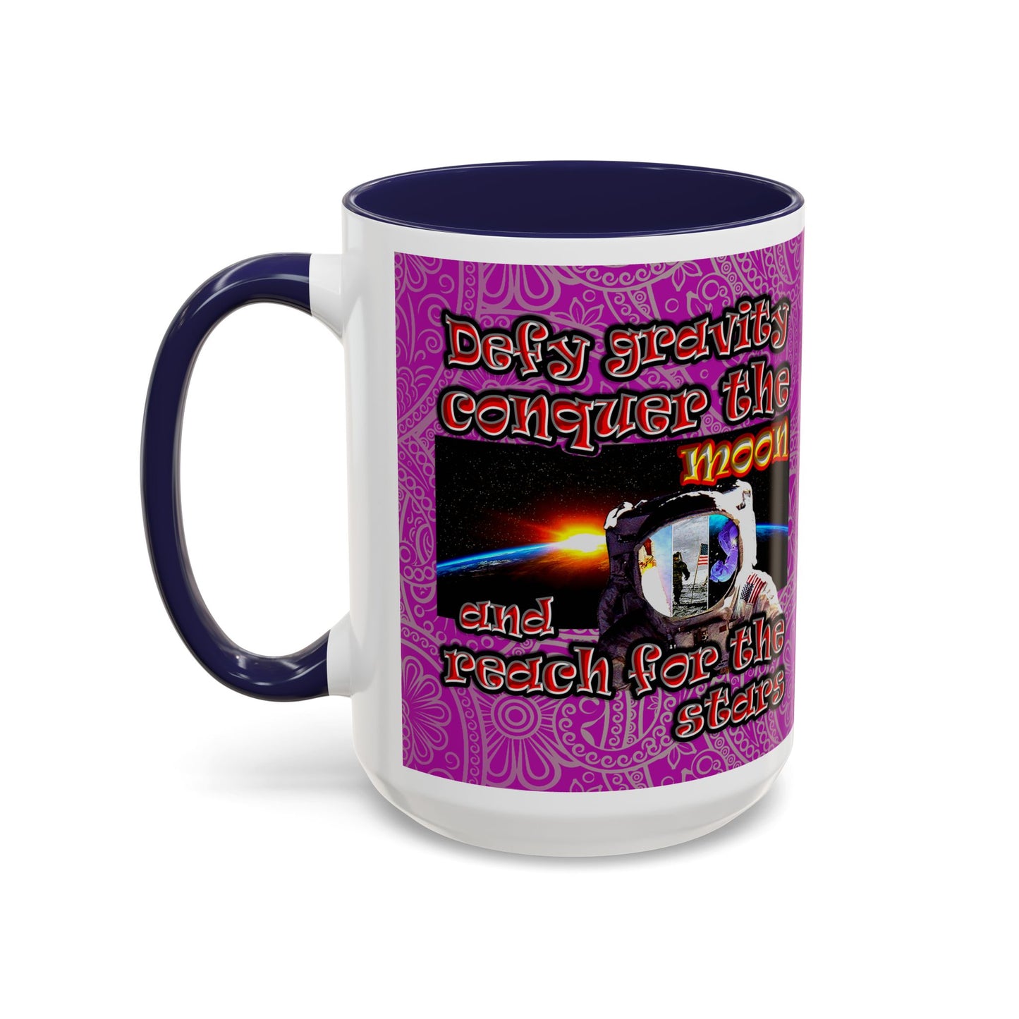 defy conquer reach - Accent Mug (pink swirl)