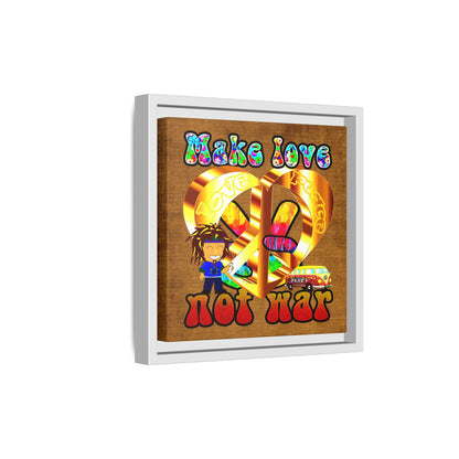 love peace - framed canvas art (brown papyrus)