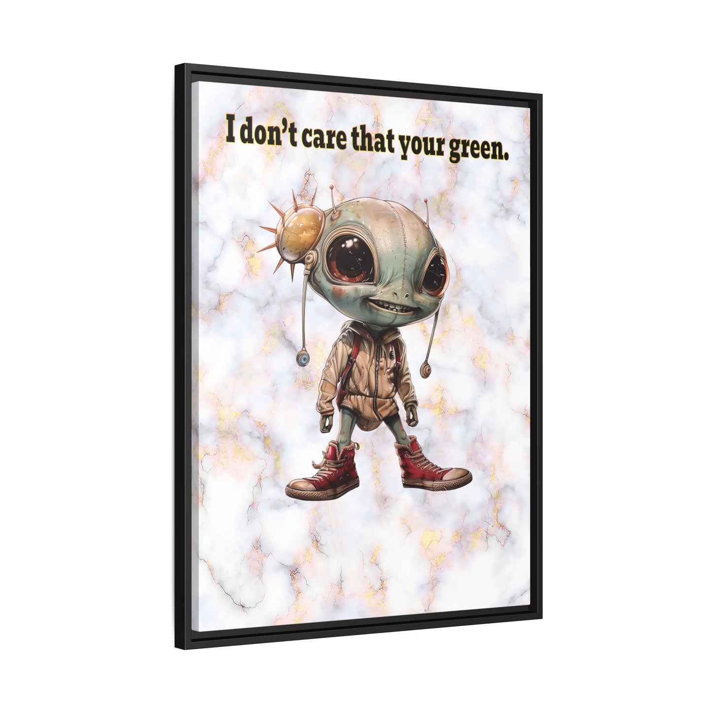 I don't care that your green - framed canvas art (white marble)