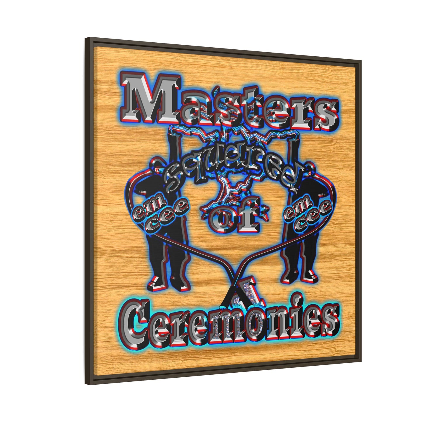 em cee squared - framed canvas art (butterscotch wood finish)