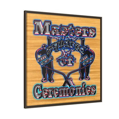 em cee squared - framed canvas art (butterscotch wood finish)