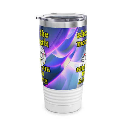 shoot the moon again - Ringneck Tumbler, 20oz (grey-pink wave)
